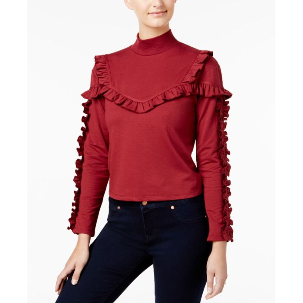 Buffalo David Bitton Ripley Ruffled Mock Neck Top